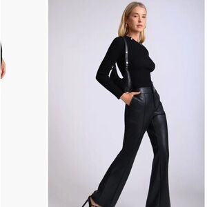 Anthroplogie Avec Les Filles black vegan leather high waist flare pants